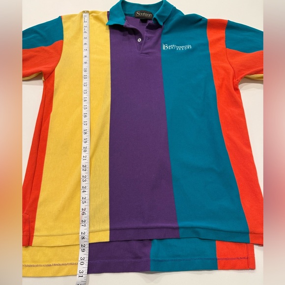 Southport Vintage Breckenridge Ski Resort Colorful Striped Men’s Polo Shirt Sz L - Picture 5 of 6